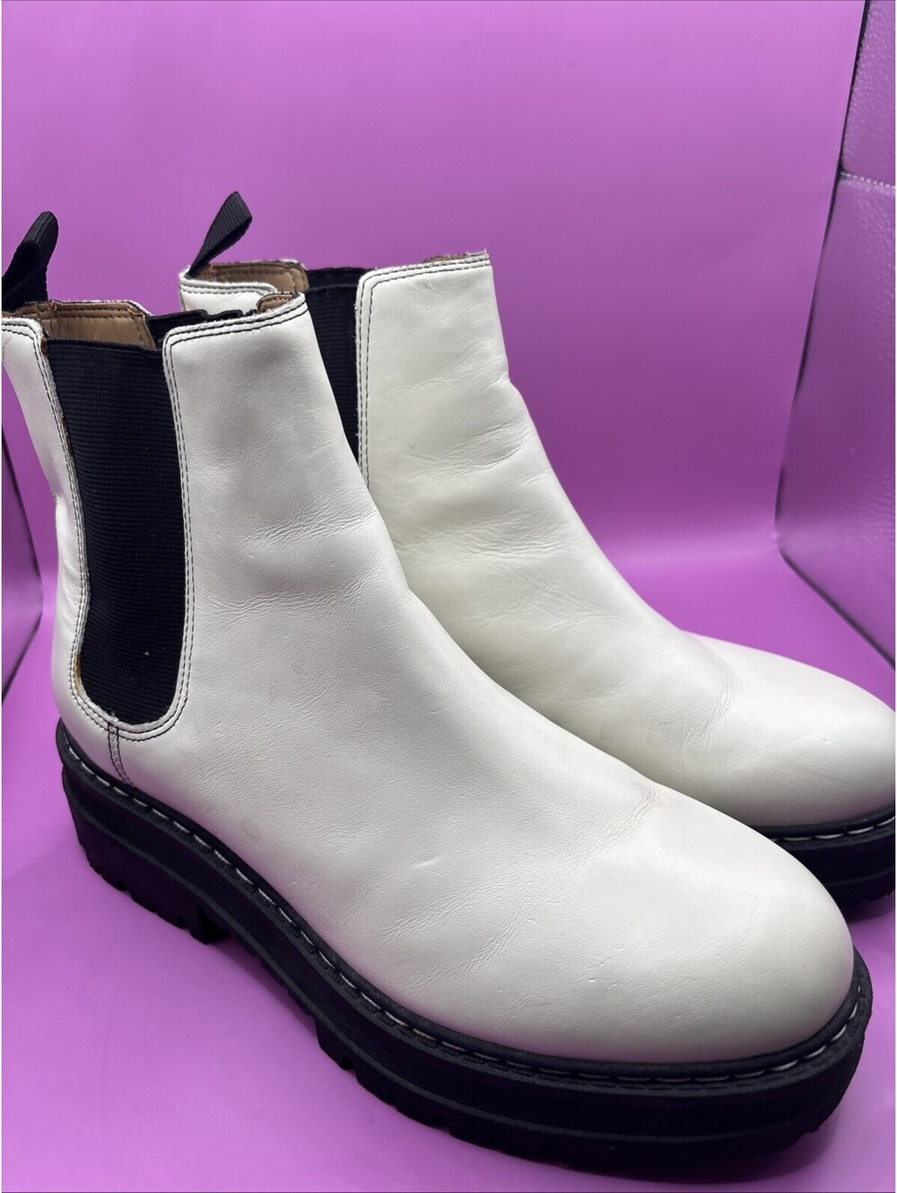 Women’s Mark Fisher White Combat Boots Size 7 And Chunky